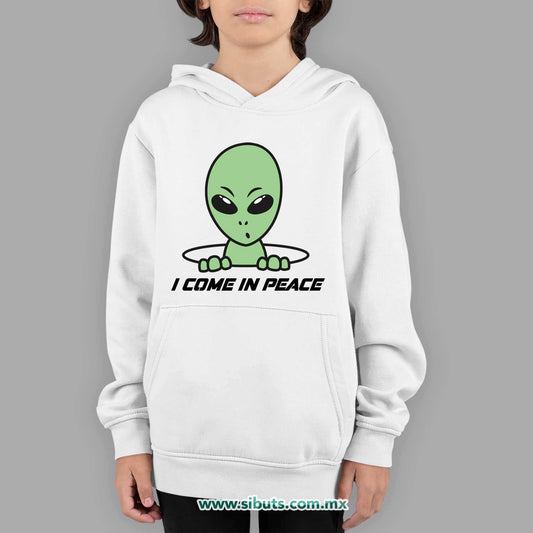 Sudadera Niño Gorro Alien I Come In Peace