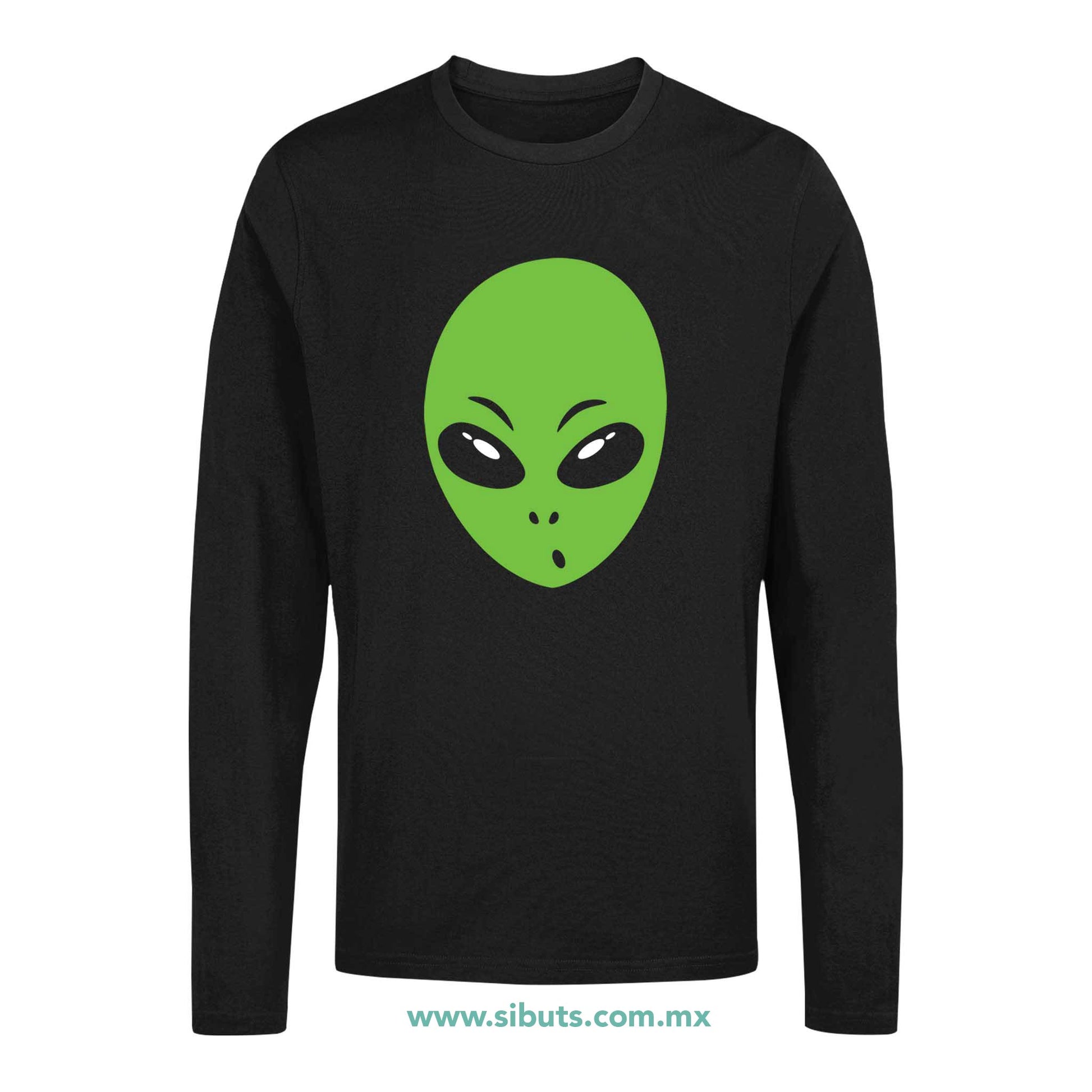 Playera Hombre Manga Larga Cabeza de Alien