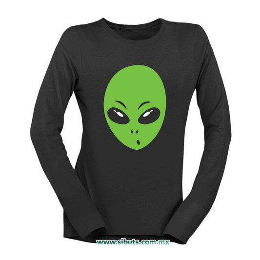 Playera Mujer Manga Larga Cabeza de Alien