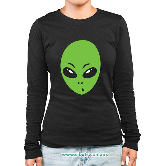 Playera Mujer Manga Larga Cabeza de Alien