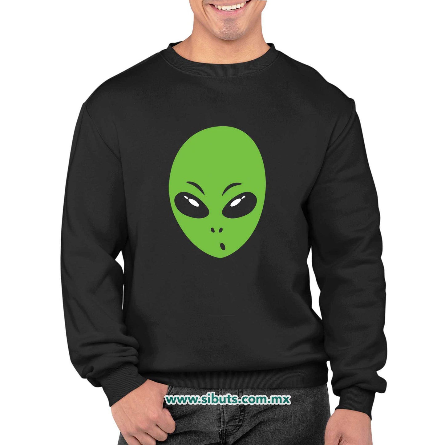 Sudadera Hombre Cuello Redondo Cabeza de Alien