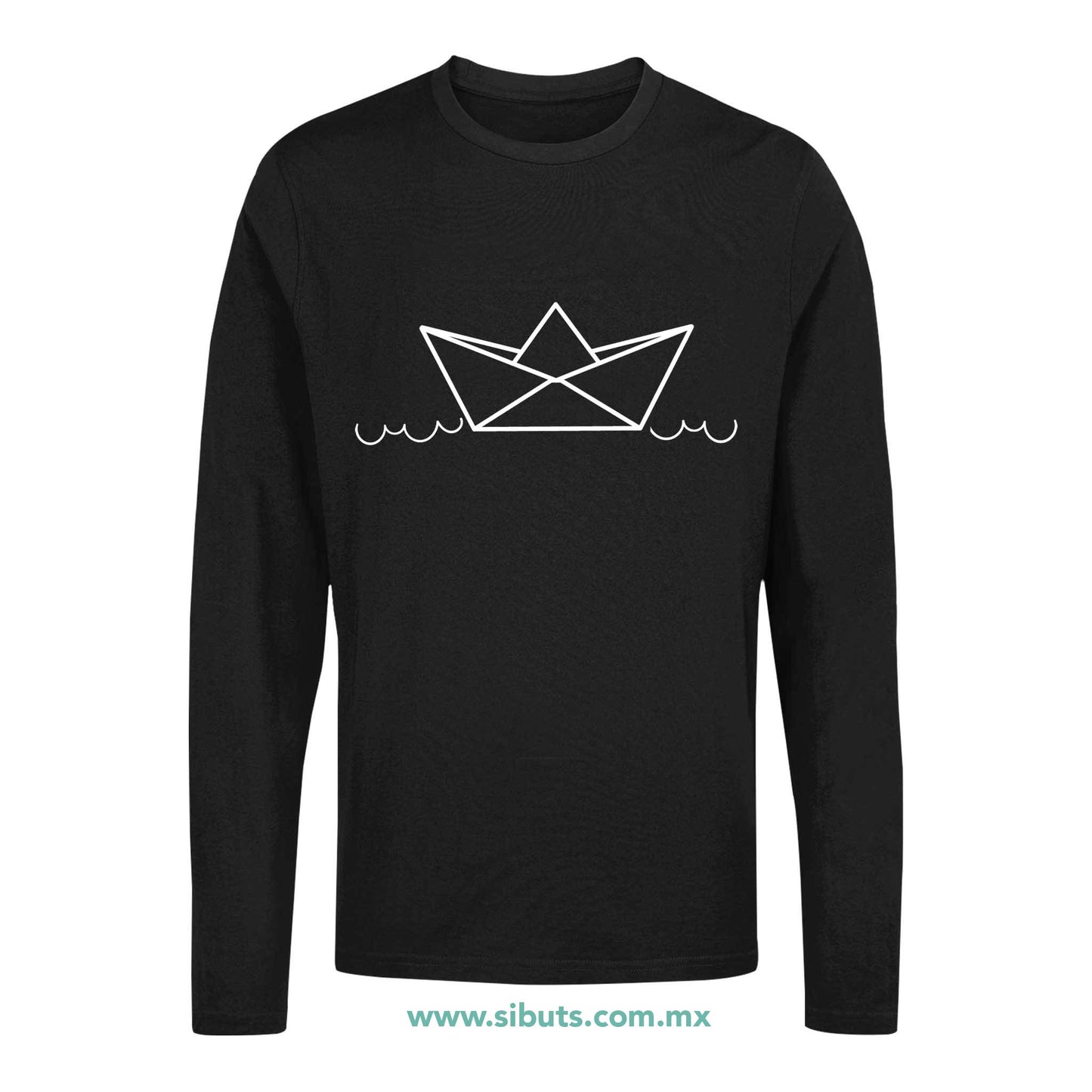 Playera Hombre Manga Larga Barquito de Papel