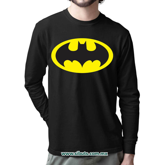Playera Hombre Manga Larga Batman Amarillo