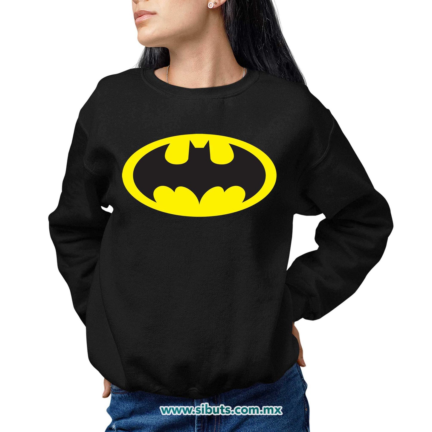 Sudadera Mujer Cuello Redondo Batman Amarillo