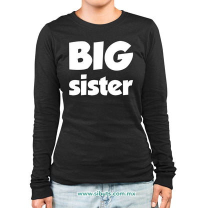 Playera Mujer Manga Larga Big Sister Hermana Mayor