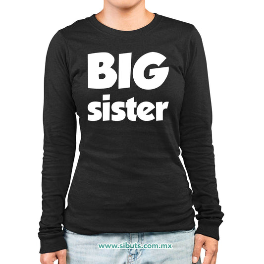 Playera Mujer Manga Larga Big Sister Hermana Mayor