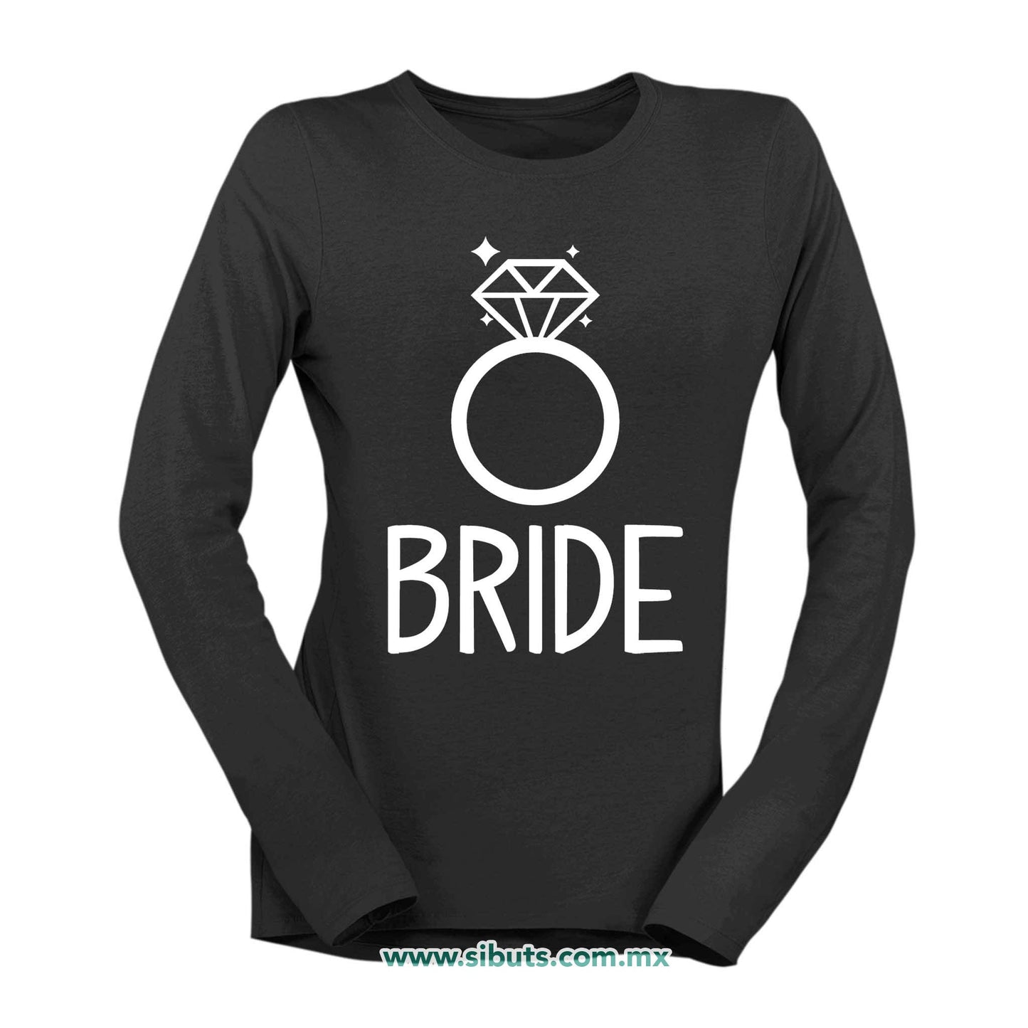 Playera Mujer Manga Larga Despedida De Soltera Bride Anilo Boda Novia