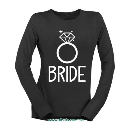 Playera Mujer Manga Larga Despedida De Soltera Bride Anilo Boda Novia