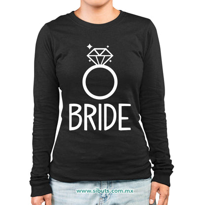 Playera Mujer Manga Larga Despedida De Soltera Bride Anilo Boda Novia