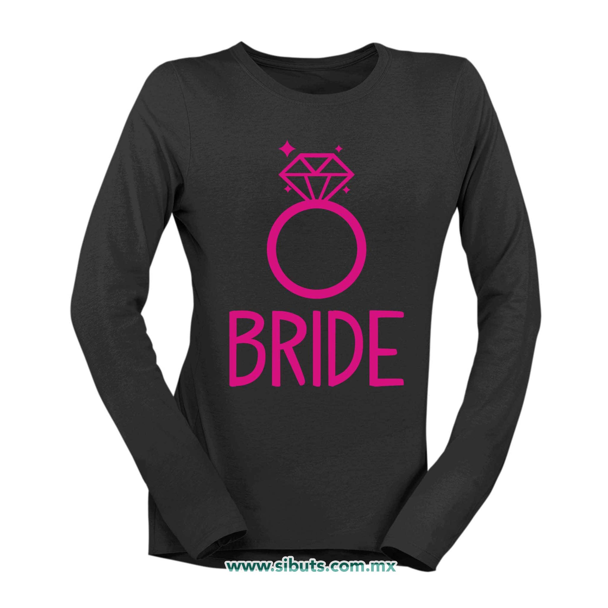 Playera Mujer Manga Larga Despedida De Soltera Bride Anilo Boda Novia