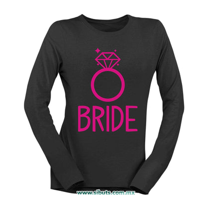Playera Mujer Manga Larga Despedida De Soltera Bride Anilo Boda Novia