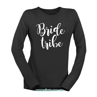 Playera Mujer Manga Larga Despedida De Soltera Bride Tribe Boda Novia