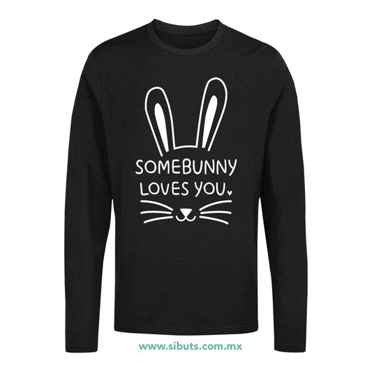 Playera Hombre Manga Larga Conejo Some Bunny Loves You