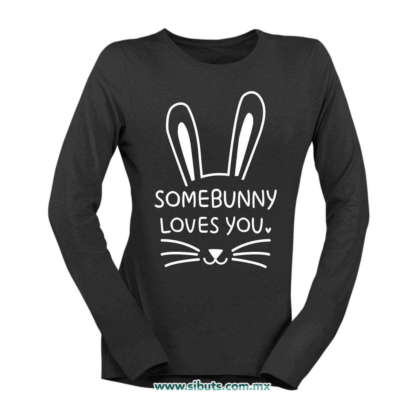 Playera Mujer Manga Larga Conejo Some Bunny Loves You