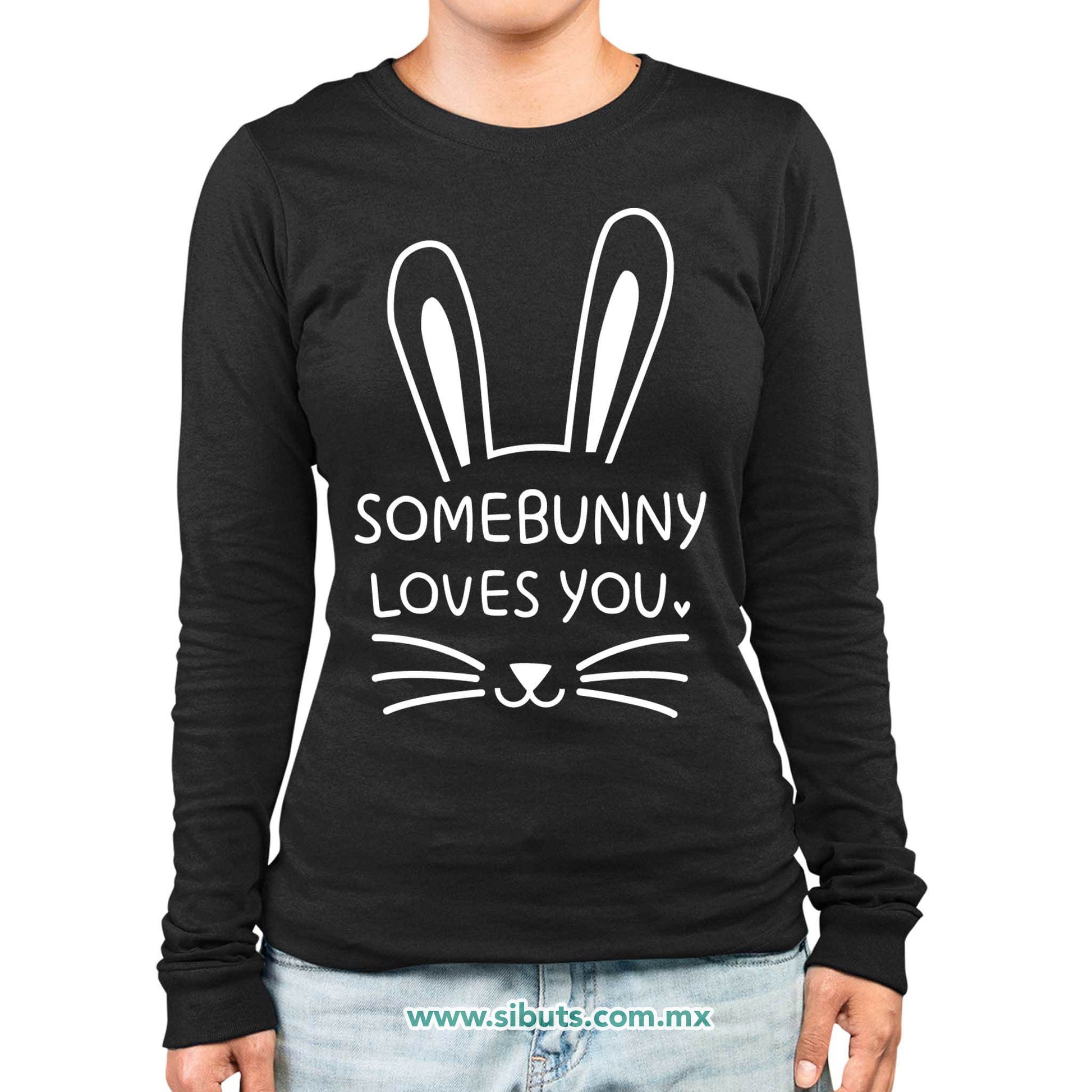 Playera Mujer Manga Larga Conejo Some Bunny Loves You