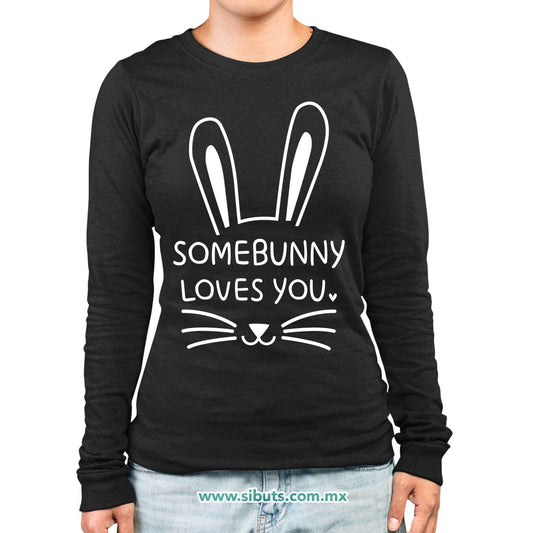 Playera Mujer Manga Larga Conejo Some Bunny Loves You