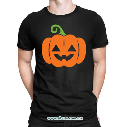 Playera Hombre Halloween Calabaza Naranja