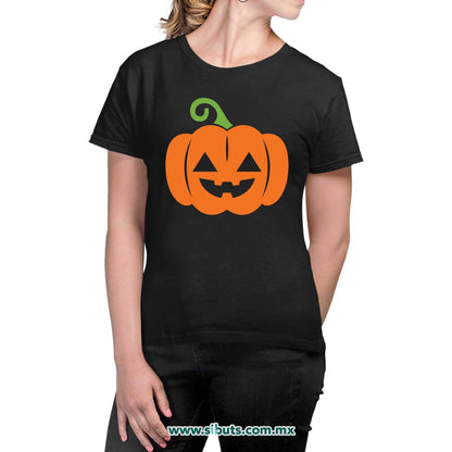 Playera Mujer Halloween Calabaza Naranja