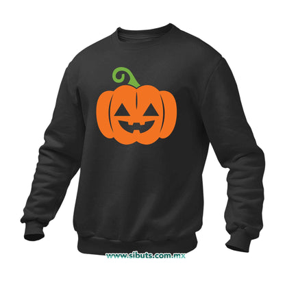 Sudadera Hombre Cuello Redondo Halloween Calabaza Naranja