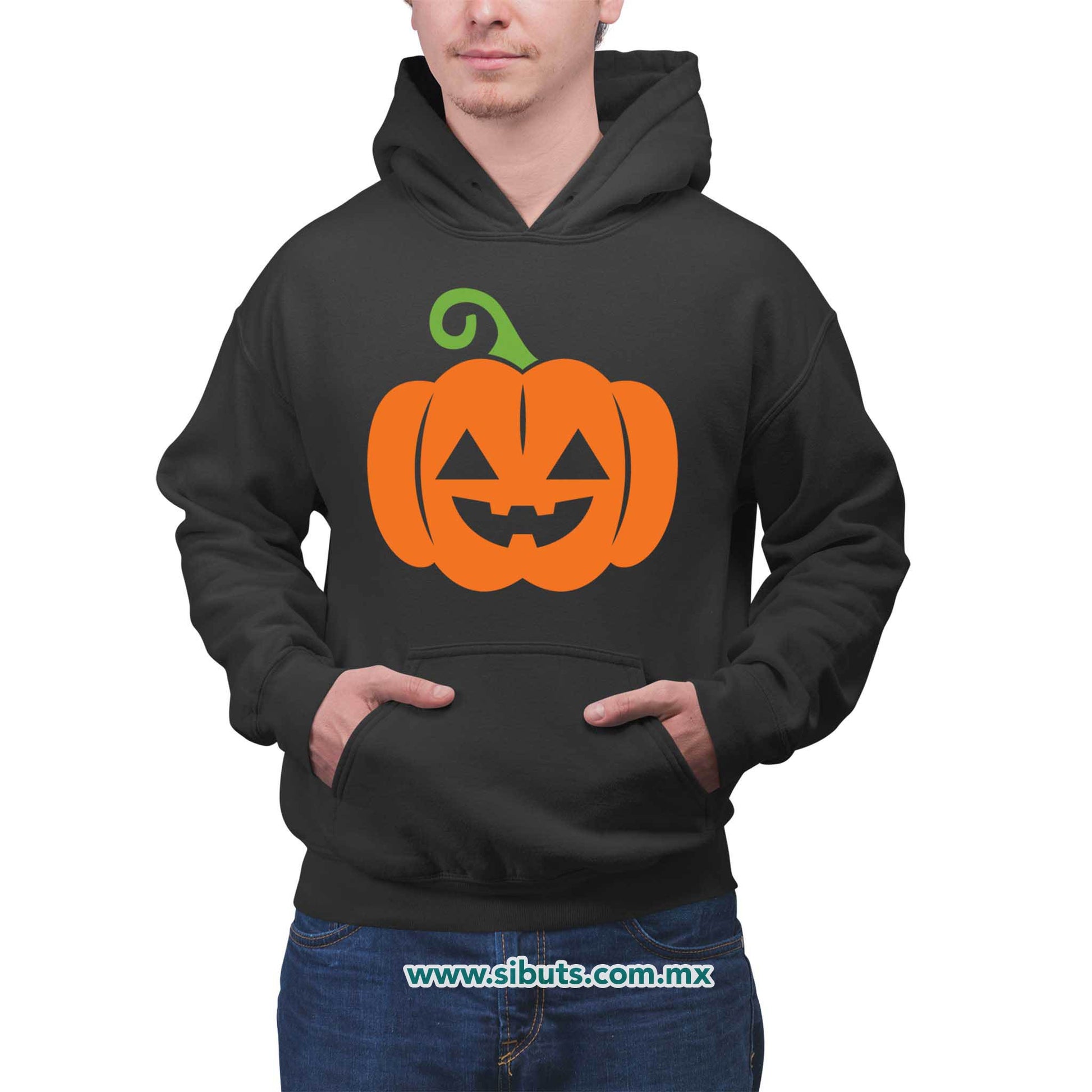 Sudadera Hombre Gorro Halloween Calabaza Naranja