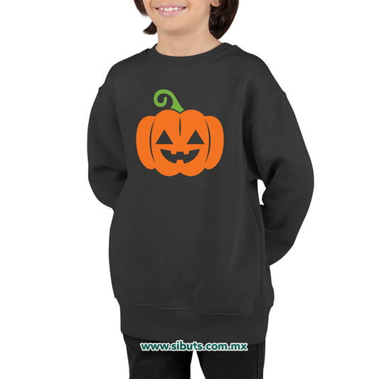 Sudadera Niño Cuello Redondo Halloween Calabaza Naranja