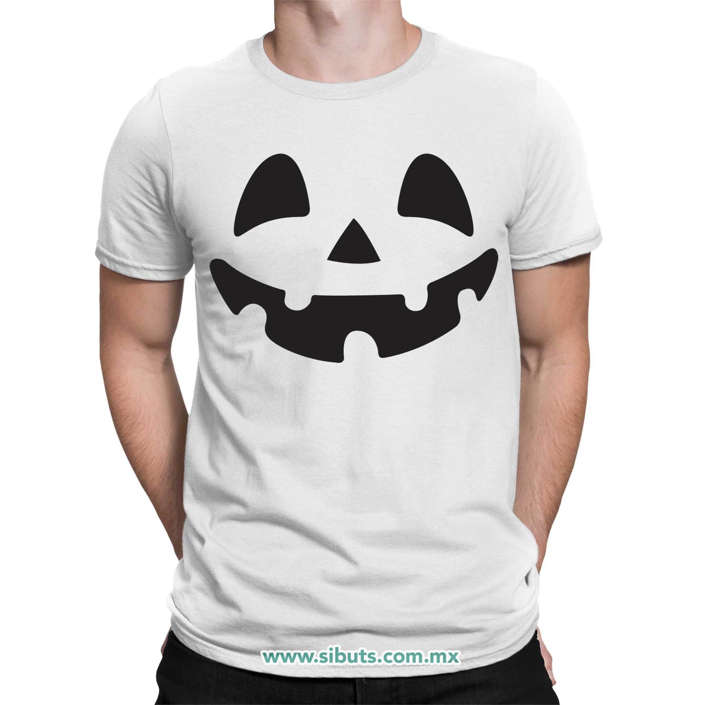 Playera Hombre Halloween Calabaza Feliz