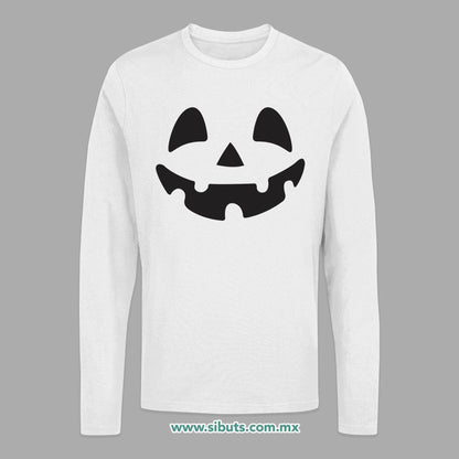 Playera Hombre Manga Larga Halloween Calabaza Feliz