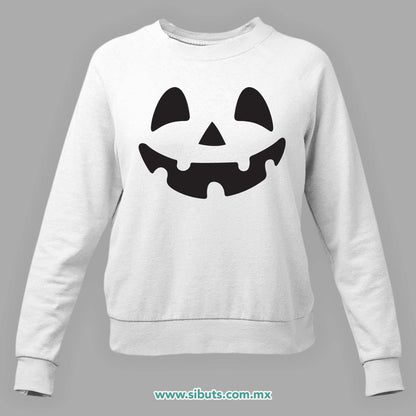 Sudadera Mujer Cuello Redondo Halloween Calabaza Feliz