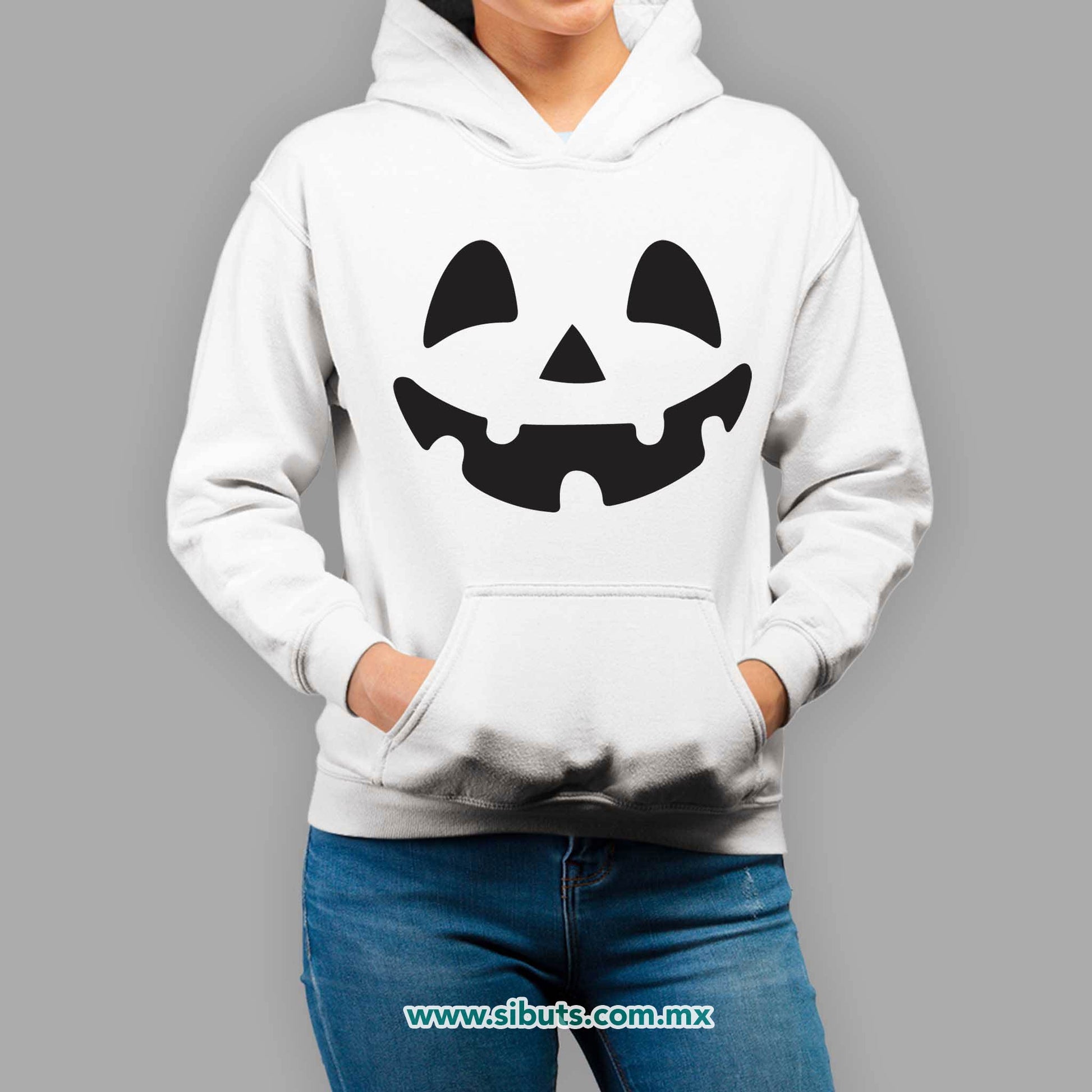 Sudadera Mujer Gorro Halloween Calabaza Feliz