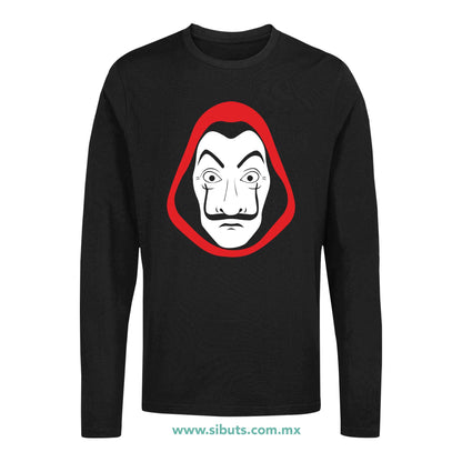 Playera Hombre Manga Larga Máscara Casa Papel