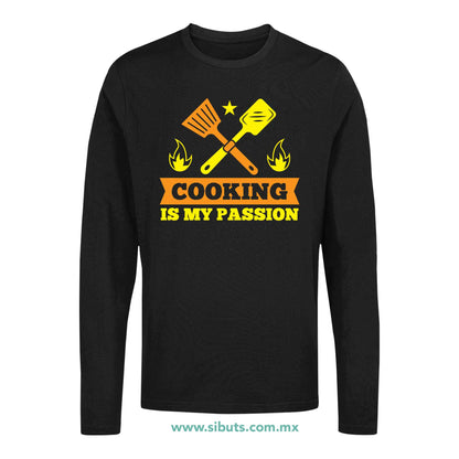 Playera Hombre Manga Larga Cocinar Es Mi Pasión Chef