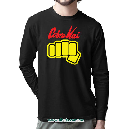 Playera Hombre Manga Larga Cobra Kai Puño