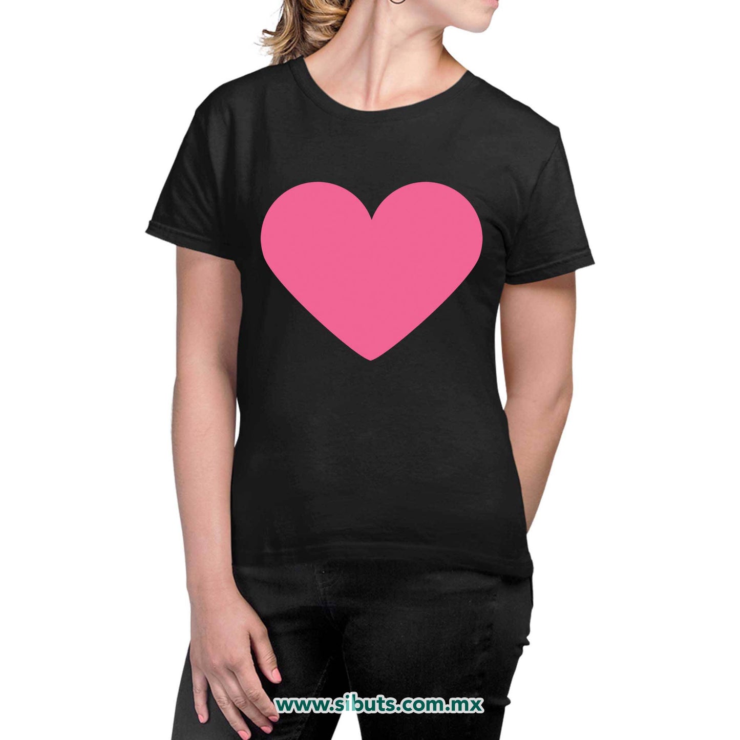 Playera Mujer Corazón Rosa