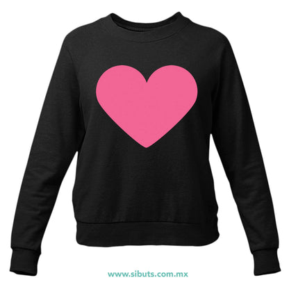 Sudadera Mujer Cuello Redondo Corazón Rosa