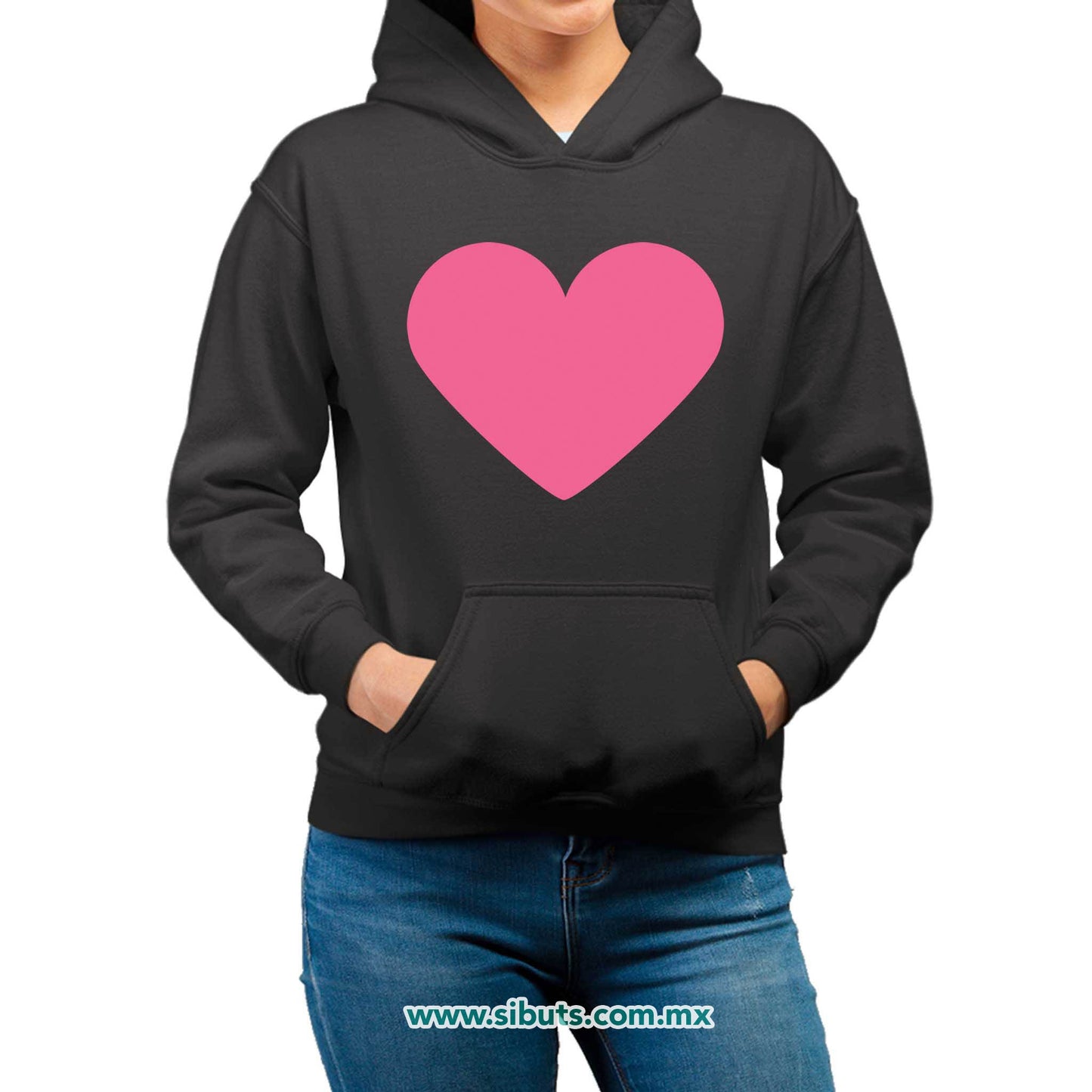 Sudadera Mujer Gorro Corazón Rosa