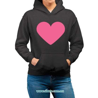 Sudadera Mujer Gorro Corazón Rosa