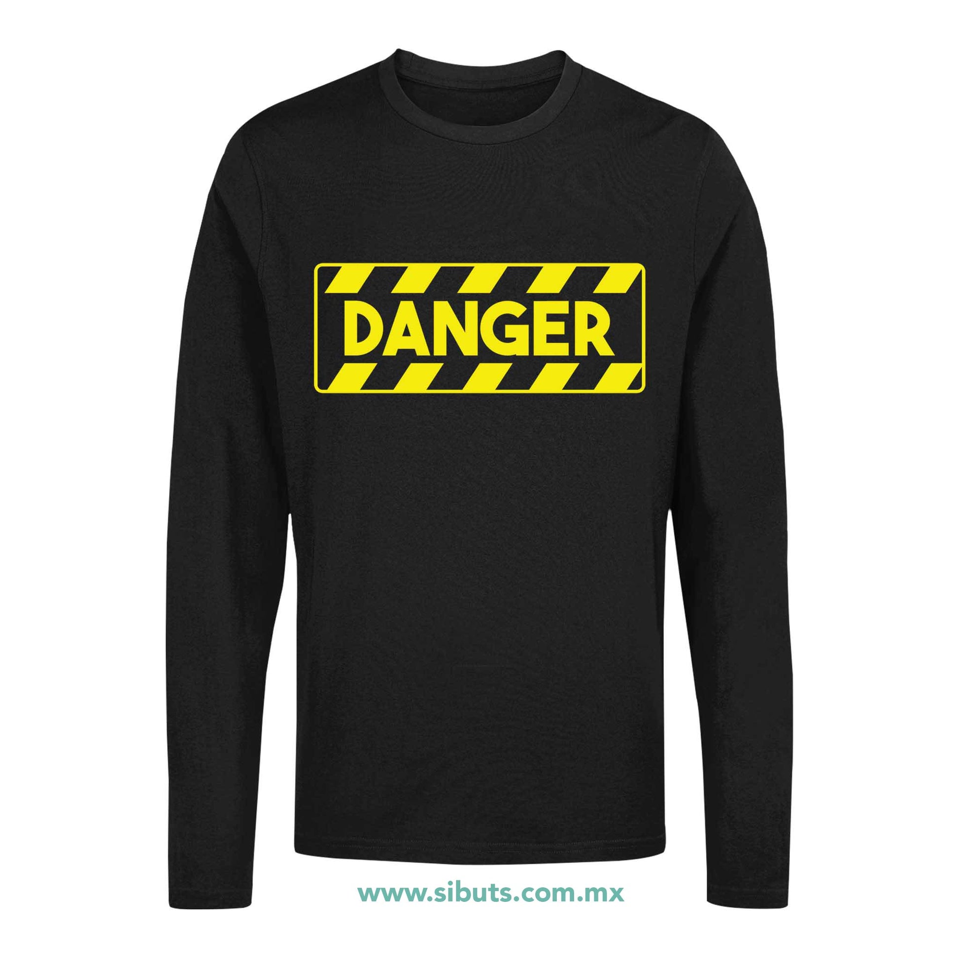 Playera Hombre Manga Larga Señalamiento Peligro Danger