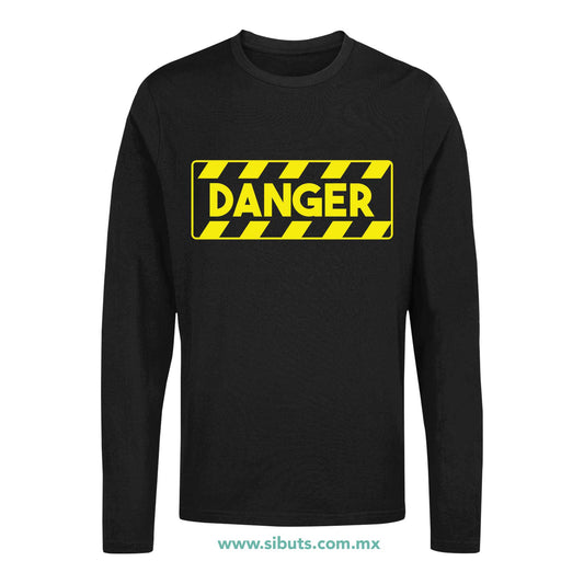 Playera Hombre Manga Larga Señalamiento Peligro Danger