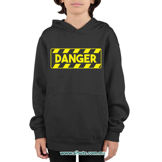 Sudadera Niño Gorro Señalamiento Peligro Danger