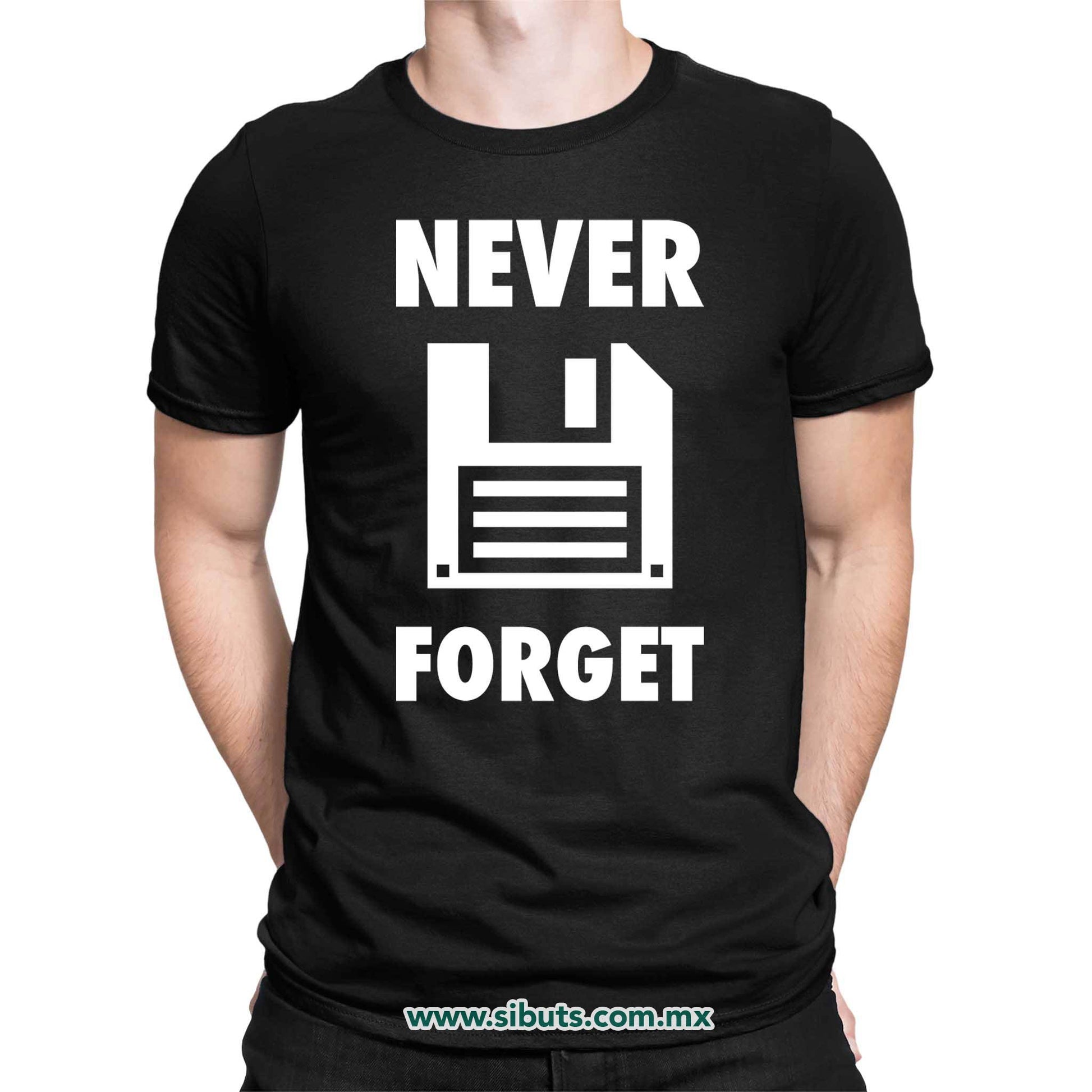 Playera Hombre Retro Disquete Never Forget 