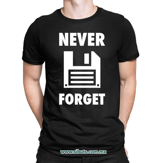Playera Hombre Retro Disquete Never Forget 