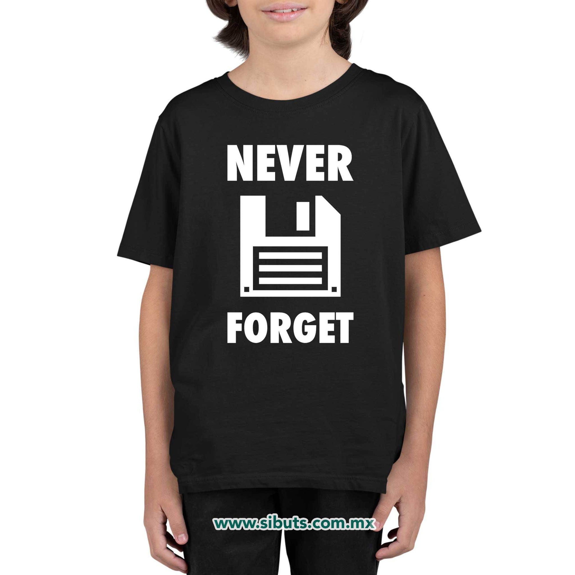 Playera Niño Retro Disquete Never Forget