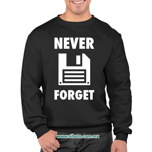 Sudadera Hombre Cuello Redondo Retro Disquete Never Forget