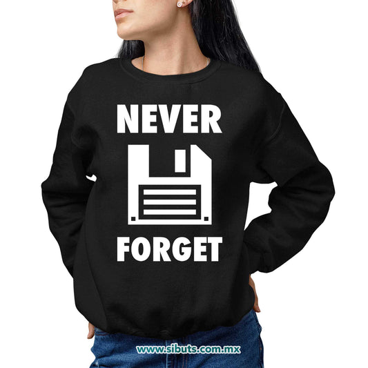 Sudadera Mujer Cuello Redondo Retro Disquete Never Forget