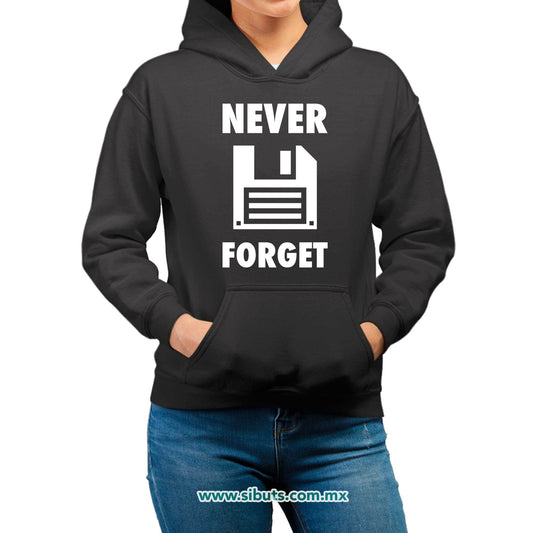 Sudadera Mujer Gorro Retro Disquete Never Forget