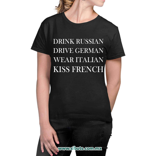Playera Mujer Frase Kiss French