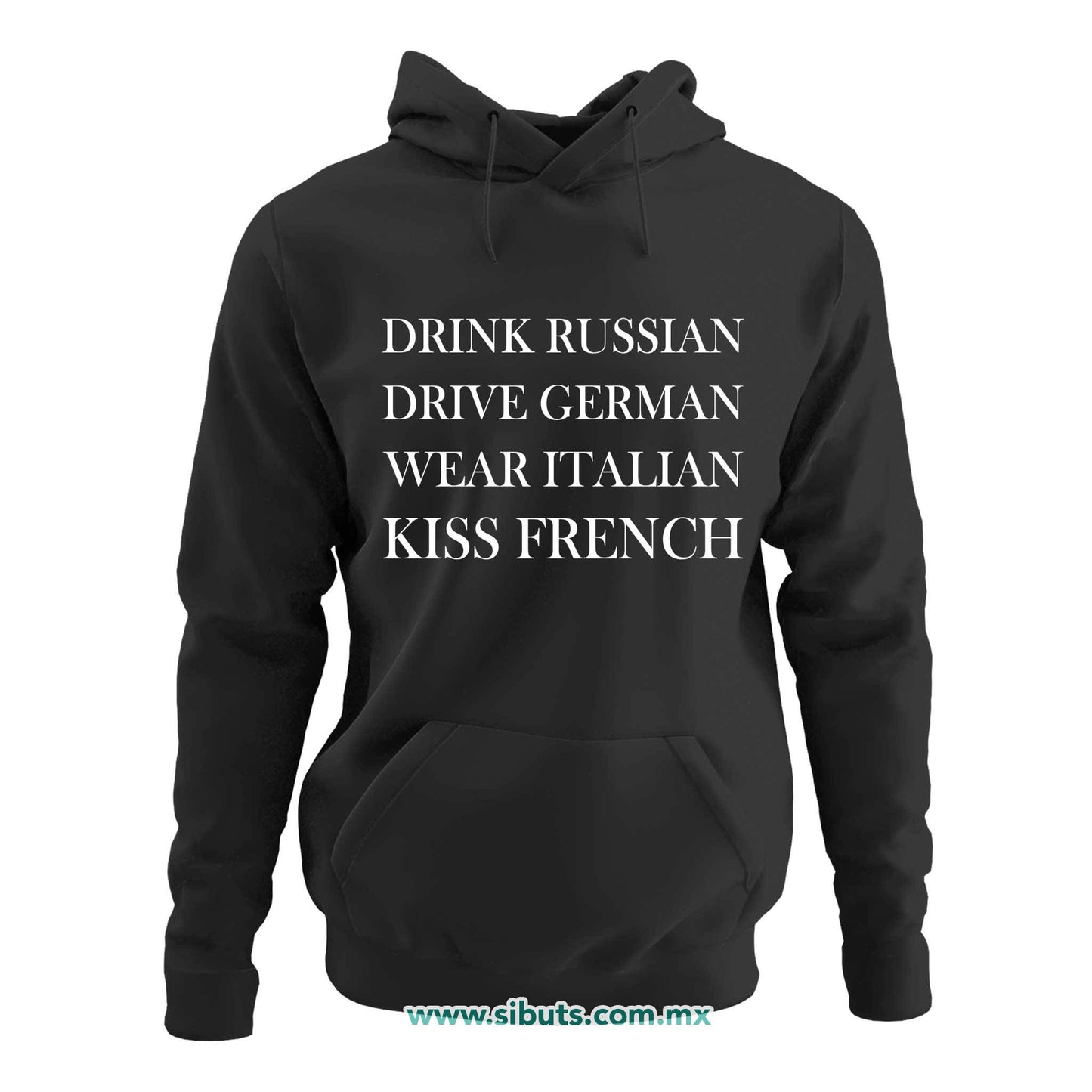 Sudadera Mujer Gorro Frase Kiss French