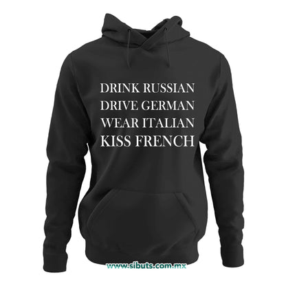 Sudadera Mujer Gorro Frase Kiss French