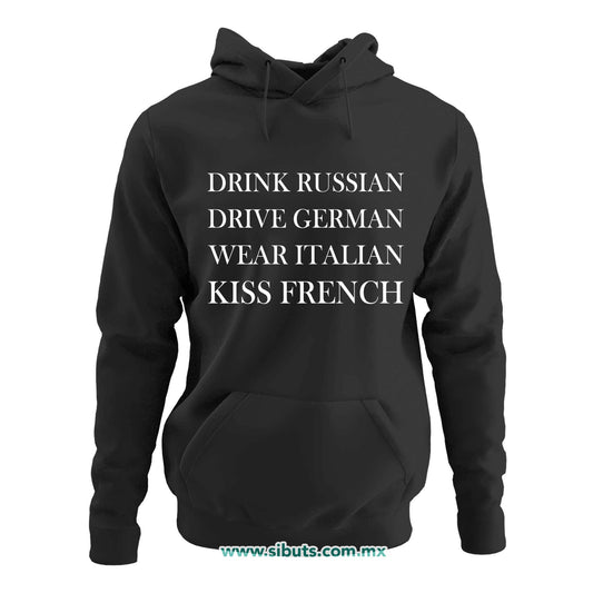 Sudadera Mujer Gorro Frase Kiss French
