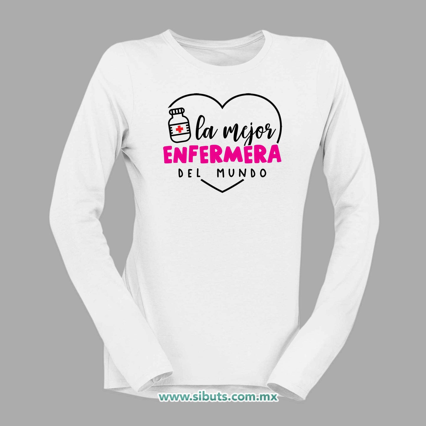 Playera Mujer Manga Larga La Mejor Enfermera del Mundo